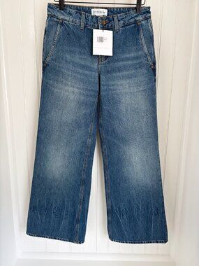 Victoria Beckham Gigi Jean Vintage Indigo Wide Leg Size 26 NWT Made Italy